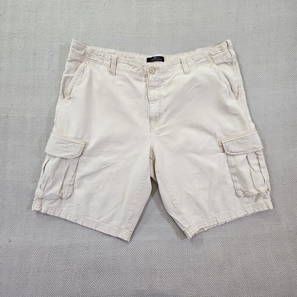Marc Anthony‎ Linen Blend Cargo Shorts Men's 40 Beige 6 Pockets 11" Inseam